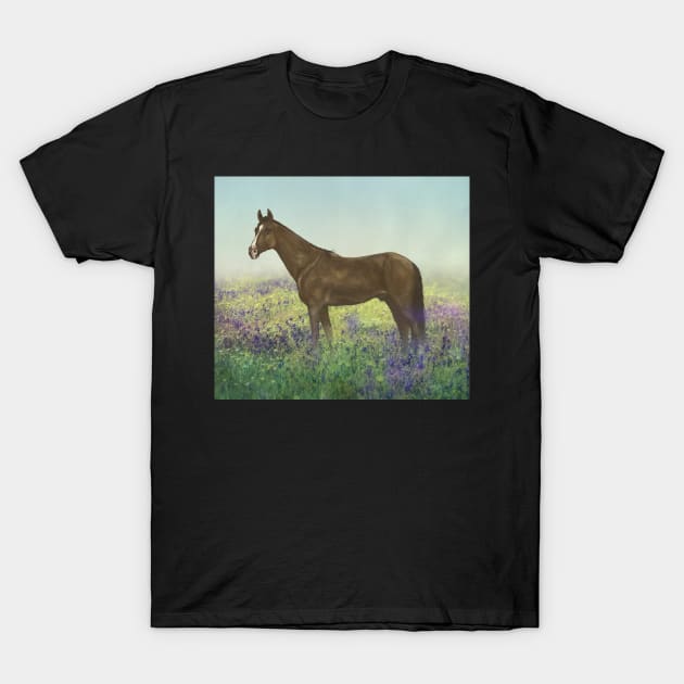 Horse in Bluebell Field T-Shirt by Amanda Jane